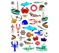 Gommettes - Mer - Poisson - Bateau - 70 Pièces