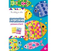 Gommettes métallisées poissons d'avril - pochette avec accessoires NED - 4 planches predecoup - Lucile Ahrweiller - Deux Coqs D'or - Jeux livres objets