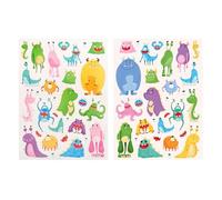 Gommettes Monstres gentils - 60 pièces - de 0,9 à 7,1 cm - fantaisie, fanstastique, stickers multicouleur, diy, scrapbooking, autocollants rigolos