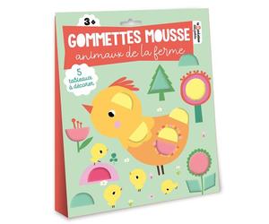 Gommettes mousse- animaux de la ferme - pochette avec accessoires - 5 planches gommettes - Sarah Andreacchio - Deux Coqs D'or - Jeux livres objets
