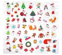 Gommettes Noel 3D Puffy caoutchouc 64 stickers 1 à 3,3cm Père noël sapin renne lutin couronne MULTICOLORE G
