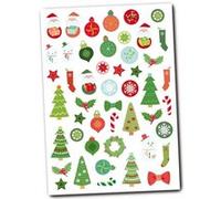 Gommettes Noel 96 stickers 1,5 à 4,2cm sapin couronne Père noël chaussette boule MULTICOLORE
