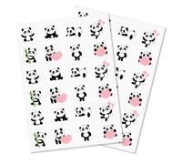 MÉGACRÉA Gommettes Pandas de 2 à 3,5 cm 48 pièces