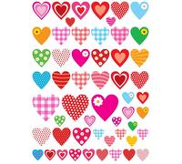 Gommettes pour enfant - Assortiment cœurs - 2 planches - 108 pièces