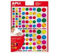Apli Kids 13529 Pochette 6 feuilles de gommettes métallisées multicolores rondes (624 unités)