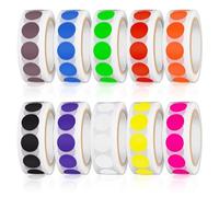 Gommettes Rondes Multicolores - Autocollants Colorés pour Codage - 10000 pièces - Ø13 mm - 10 Couleurs
