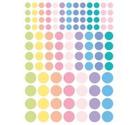 Gommettes rondes assortiment couleurs pastel et tailles 3 planches 348 pièces MULTICOLORE