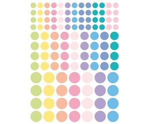 Gommettes rondes pastel de 1 à 2 cm x 348 pièces