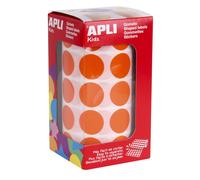 APLI – Gommettes – Rouleau de 1770 – Rondes 20 mm – Orange