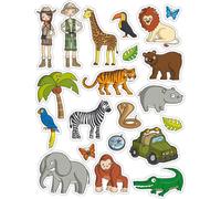 Gommettes Thématiques Enlevables : La Jungle - 3 Feuilles De Gommettes