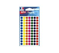 APLI Pastilles adhésives 112839 transparentes Ø 8 mm – Pochette de 385 – Assorties