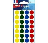 APLI Gommettes transparentes rondes Ø15 mm - Lot 3 x 140 étiquettes assorties
