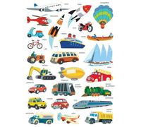 Gommettes transports de 2,5 à 7,5 cm 50 pièces