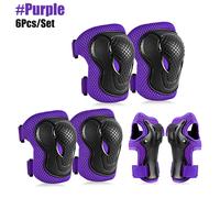 Gomoreon 6 Pièces/Ensemble Genouillères De Sécurité Pour Enfants Coudières Protège-Poignets Équipement De Protection Pour Enfants Pour Filles Garçons Cyclisme Pati - Type Purple-S-For 2-7 Years Old