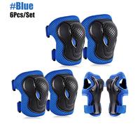 Gomoreon 6 Pièces/Ensemble Genouillères De Sécurité Pour Enfants Coudières Protège-Poignets Équipement De Protection Pour Enfants Pour Filles Garçons Cyclisme Patin - Type Blue-M-For 5-12 Years Old
