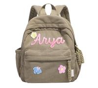 GOMOVING Sac à Dos Enfant avec Prénom Brodé, Kaki
