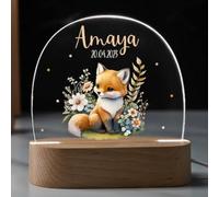 GOMOVING Veilleuse Bébé Personnalisé avec Prénom & Date - Cadeau de Baptême, Naissance, Noël pour Garçon et Fille - Lampe Bebe Personnalisé Nouveau-Né