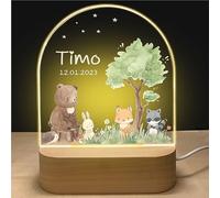 GOMOVING Veilleuse Bébé Personnalisé avec Prénom & Date, Cadeau de Baptême Pour Bebe Naissance Garçon et Fille Cadeau Nouveau-Né pour Fille, Lampe Bebe Personnalisé, Cadeau de Noël, Cadeau Bebe