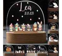 GOMOVING Veilleuse Bébé Personnalisé avec Prénom & Date, Cadeau de Baptême Pour Bebe Naissance Garçon et Fille Cadeaux Nouveau-Né pour Fille, Lampe Bebe Personnalisé, Cadeau de Noël