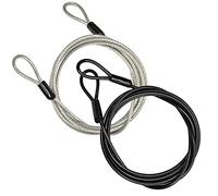GOMRQING Lot de 2 câbles antivol de sécurité en acier tressé avec revêtement en acier - 100 cm - 3 mm - Double boucle - Léger
