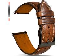 Gomvadr Bracelet de montre en cuir à libération rapide, style vintage, tanné à l'huile, pour hommes et femmes, 16 mm, 18 mm, 19 mm, 20 mm, 21 mm, 22 mm, 24 mm, 19mm, Cuir