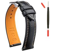 Gomvadr Bracelet de montre en cuir tanné végétal - Bracelet de rechange à libération rapide - 16 18 19 20 21 22 mm, 20mm, Cuir, Pas de gemme