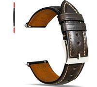 Gomvadr Bracelet en cuir à dégagement rapide, vintage tanné à l'huile, bracelet en cuir de rechange, pour hommes et femmes, 16 mm, 18 mm, 19 mm, 20 mm, 21 mm, 22 mm, 24 mm, 24mm, Cuir