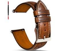 Gomvadr Bracelet en cuir à dégagement rapide, vintage tanné à l'huile, bracelet en cuir de rechange, pour hommes et femmes, 16 mm, 18 mm, 19 mm, 20 mm, 21 mm, 22 mm, 24 mm, 24mm, Cuir