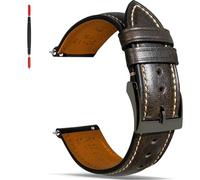 Gomvadr Bracelet en cuir à dégagement rapide, vintage tanné à l'huile, bracelet en cuir de rechange, pour hommes et femmes, 16 mm, 18 mm, 19 mm, 20 mm, 21 mm, 22 mm, 24 mm, 24mm, Cuir