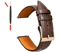 Gomvadr Bracelets de montre en cuir avec motif alligator gaufré, Bracelets de montre de rechange à fermoir rapide avec motif crocodile pour homme et femme (16mm, 18mm, 20mm, 22mm, 24mm), 22mm, Cuir