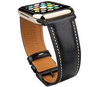 Gomvadr Bracelets en cuir compatibles avec Apple Watch 42 mm, 44 mm, 45 mm, 49 mm, bracelet de rechange en cuir pour homme iWatch Ultra 2/1 Series 10 9 8 7 6 5 4 3 2 1 (boucle noir/noir, 45 mm/44 mm