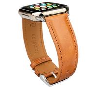 Gomvadr Bracelets en cuir compatibles avec Apple Watch 42 mm, 44 mm, 45 mm, 49 mm, bracelet de rechange en cuir pour homme iWatch Ultra 2/1 Series 10 9 8 7 6 5 4 3 2 1 (boucle jaune/argentée, 49 mm