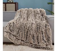 GONAAP Couverture pelucheuse en Fausse Fourrure Marron givré, Super Douce et Confortable, Couverture pelucheuse à Poils Longs pour canapé, Sofa, lit (Marron givré, Couvre-lit (127 x 152,4 cm)