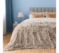 GONAAP Couverture pelucheuse en Fausse Fourrure pour Grand lit, Marron givré, Super Douce et Confortable pour canapé, Sofa et lit (Marron givré, Grand lit (228,6 x 228,6 cm))