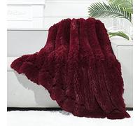 GONAAP Couverture pelucheuse en Fausse Fourrure pour lit Simple, Super Douce et Confortable, Couverture pelucheuse à Poils Longs pour canapé, Sofa et lit (Rouge vin, lit jumeau (152,4 x 203,2 cm)