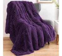 GONAAP Fuzzy Faux Fur Throw Blanket Purple Super Soft Cozy Plush Fuzzy Shaggy Blanket for Couch Sofa Bed (Purple, Throw(50"x60"))
