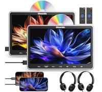 GOnavidio 10,5 Pouces Lecteur DVD Voiture avec HDMI Input, 2 écrans avec Equipé 2 Casques, ecran de Voiture pour Enfant, Supporte 128GB USB SD, MPEG, MPG