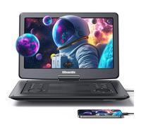 GOnavidio 17.5" Lecteur DVD Portable supporte HDMI in, Lecteur DVD Portable Grand écran,Batterie Rechargeable 6 Heures, Lecteur DVD Portable Voiture Support AV in,USB/TF pour Enfant en Voyage