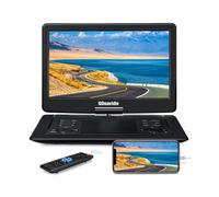GOnavidio Lecteur DVD portable 18" avec grand écran de 16", batterie rechargeable 5H intégrée, haute résolution 1600 x 900, prise en charge de l'entrée HDMI, écran de synchronisation, USB/TF, dernière