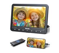 GOnavidio Lecteur DVD portable10,5 Pouces avec HDMI Input, 5 Heures de Batterie Rechargeable, Lecteur DVD Voiture, connecté au téléphone, ecran Enfant appuie tête Equipé Casque