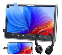 GOnavidio Lecteur DVD Voiture 12" HDMI-in Portable Compatible USB/SD, Slot-in Noir, Ecran Appuie-tête Voiture Enfant avec Casque, Support Région Libre