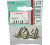 Gond à vis - acier laitonné - 4x50 mm