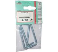 Gond piton crochet à visser VYNEX acier zingué 6 x 80 mm lot de 2 Argent/gris (acier zingué)