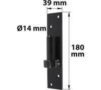 GOND PLATINE BOUT CARRE D14 H180MM NOIR acier prépeint, H.180x Diam.14 mm Noir G