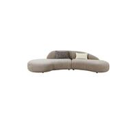 GONDAL - Canapé d'angle Arrondi Tissu Beige avec 2 Coussins Déco - Altobuy Beige G