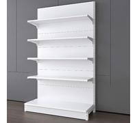 Gondole Magasin Simple Face Rayonnage 4/5 Niveaux Professionnel - Gondole Métal Magasin Capacité 120 kg par Niveau avec Poteaux 1,5cm & Plateaux Renforcés(123 * 165cm/48.4 * 64.9in)