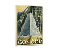 Gondor Poster de voyage vintage Le Seigneur des Anneaux Impression sur toile Décoration murale moderne 30 x 45 cm