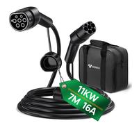 GONEO Câble de charge EV Type 2, 11 kW, 7 m, 16 A, triphase Mode 3, compatible avec EV/PHEV, câble EV Type 2 vers Type 2/CSS2 avec étui de transport