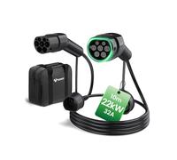 GONEO Cable Type 2 22kW Mod 3 Cable de Recharge Voiture Electrique | 10 Mètres, 32A, Triphasé, TÜV et CE, Ignifuge UL94 V-0, avec sac de transport, compatible avec la plupart des Type 2