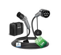 GONEO Cable Type 2 7,2kW Mod 3 Cable de Recharge Voiture Electrique | 5 Mètres, 32A, Monophasée, TÜV et CE, Ignifuge UL94 V-0, avec sac de transport, compatible avec la plupart des Type 2